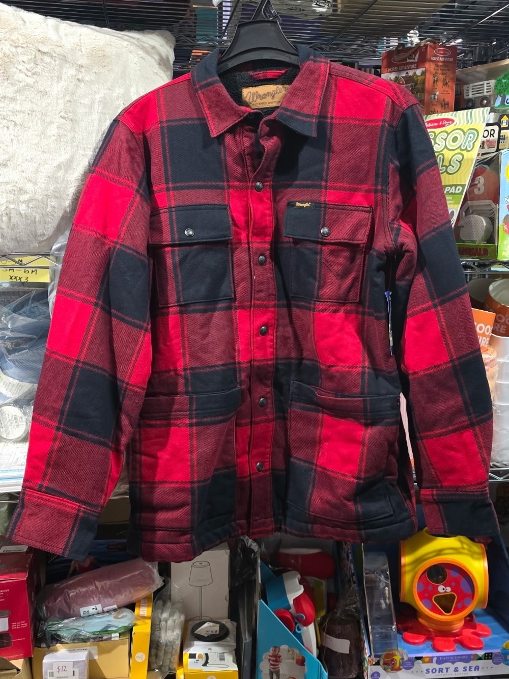 NWT Wrangler Red & Black Plaid Lightweight Shirt Jacket